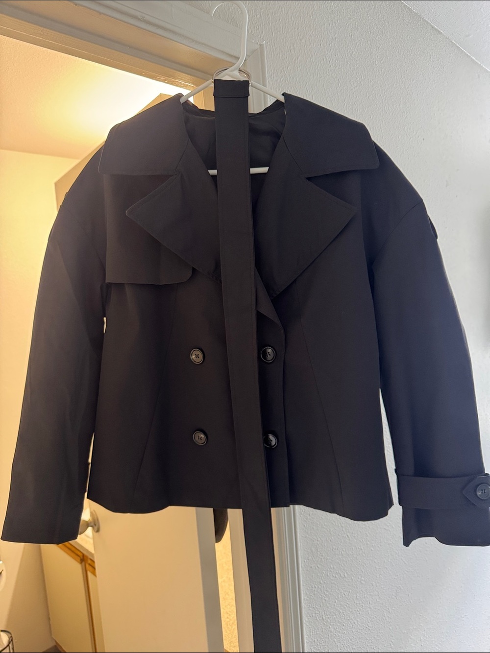 Amazon Women's Black Double-Breasted Pea Coat